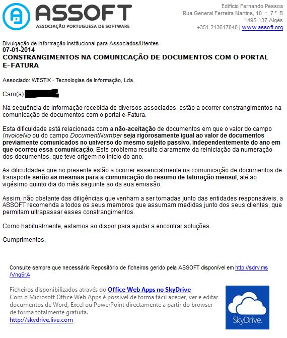 Comunicado da ASSOFT