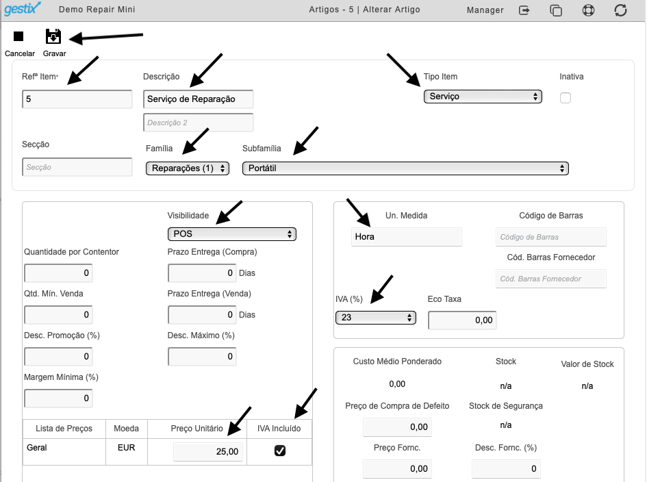 Software de Gestão Gestix Repair Central - novo artigo